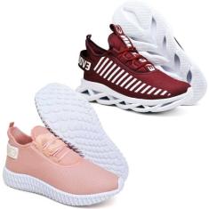 Kit 2 Tênis Feminino Evoltenn Easy Modelos Diferentes Alto/ Nude, Alto