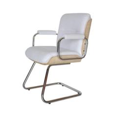 Poltrona Eames Diretor Fixa Linha Capa em Madeira Branco - Design Offi