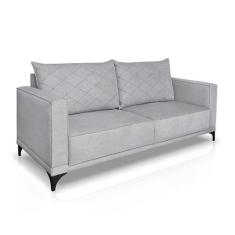 Sofá 3 Lugares Eros Linho Bouclê Cinza Claro 220 cm - Modern