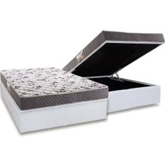 Cama Box Baú Casal: Colchão Anatômico Herval D28 / AG65 Ortopedic Black + Base CRC Courano White (138x188)