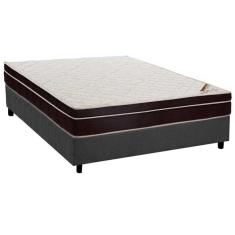 Cama Box Casal: Colchão Ortopédico Ortobom Exclusive + Base CRC Suede Gray (138x188)