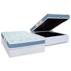 Cama Box Baú Casal: Colchão Espuma Castor D45 Sleep Max Duplo + Base Crc Courano White(138X188)