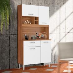 Kit Cozinha 4 Portas 1 Gaveta 91 cm Amêndola Branco Marlin