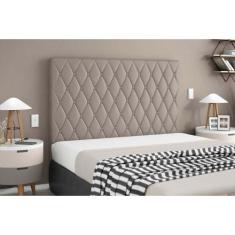 Painel de Cama Box Estofada Queen Camponesa Plus Camurca - Simbal
