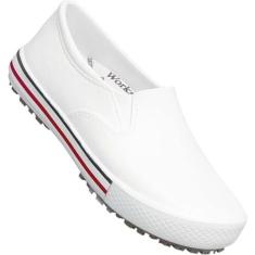 Tenis Eva Profissional Cozinha Industrial Bb80 Softworks, Branco-Verme