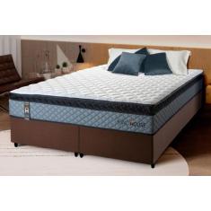Conjunto Cama Box Espuma Chicago Cinza Queen 158x198x57 - King House