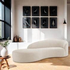 Divã Recamier Orgânico França 180cm Lado Esquerdo Linho - Doce Sonho M