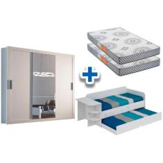 Cama Sofá Helena c/ Auxiliar + 2 Pérola Polar + Guarda Roupa Veneza Br