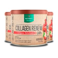 Kit 3 Collagen Renew Colágeno Hidrolisado Morango Nutrify 300g