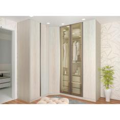 Guarda Roupa de canto Prime Plus 6 Portas 3 Gavetas MDP Legno Crema