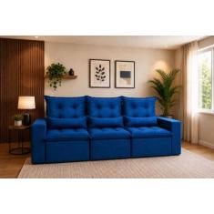 Sofá Retrátil e Reclinável 2,75m C/ 05 Lugares em Tecido Suede - Venez