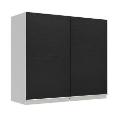Armário Aéreo 70 Cm 2 Portas Branco/preto Glamy Madesa Branco/preto