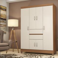 Guarda Roupa Casal 6 Portas 2 Gavetas Ecom II Demóbile - Amendoa/Off White