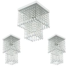 Kit 1 Lustre Cristal Acr. Marry + 2 Lustres Spark Branco - MARRYLUZ