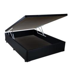 Cama Box Viúva com Baú Sonnoforte material sintético Preto com Pistão 