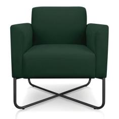Poltrona Marisa Suede Verde Base X Industrial Preta - D' ROSSI