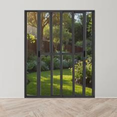 Porta Sacada de Alumínio 3 Folhas Móveis 210 X 180cm com Fechadura Linha 25