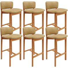 Kit 06 Banquetas Alta Para Cozinha Sala de Jantar Bar Dara L02 Couríssimo Fendi - Lyam Decor