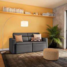 Sofá 3 Lugares Retrátil e Reclinavél Munster Suede Grafite 180 cm - Mo