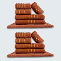 Jogo De Toalhas 12 Pçs Coleção Dubai 100% Algodão Marrom