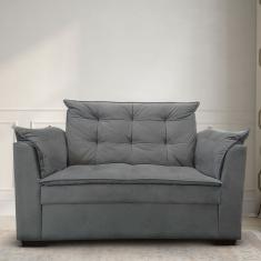 Sofá 2 Lugares Para Sala Moderno Confortável Alicia Suede cinza