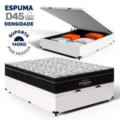Cama Box Baú Colchão de Espuma D45 Ortobom Airtech 150 Casal, Branco