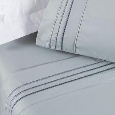 Jogo De Lençol Queen Yara Bordado 4 Peças Cinza