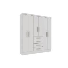 Guarda Roupa 6 Portas Arizona C- E 4 Gavetas Branco-neve - Tcil Móveis