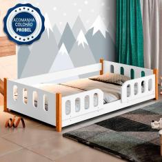 Cama Montessoriana Infantil Branca Melissa Divaloto Com Colchão Probel Guarda Costas