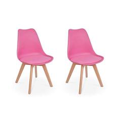 Conjunto 02 Cadeiras Eames Wood Leda Design - Rosa