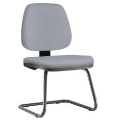 Cadeira Para Escritório Job L02 Fixa Couro Sintético Cinza