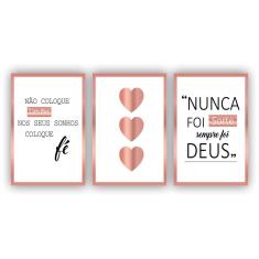 Kit Quadros Decorativos Sala 3Peças 80X60 Nunca Foi Sorte