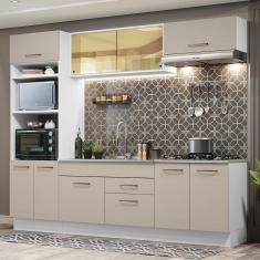 Armário de Cozinha Completa 270cm Branco/Crema Agata Madesa 03