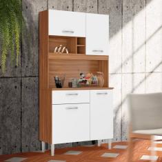 Kit Cozinha 4 Portas 1 Gaveta 91 cm Amêndola Branco Marlin Shop JM