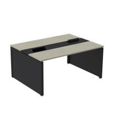 Mesa de Plataforma Dupla para 2 Pessoas Corporativa 110x120/2p Nogueira Casablanca/Preto