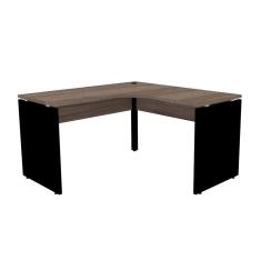 Mesa Em L P/ Escritório 145X145 Pandin P25 - Walnut/Preto