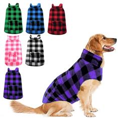 ASENKU Jaqueta reversível para cães, xadrez, impermeável, para cães pequenos, médios, roupas para cães em clima frio