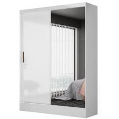Guarda Roupa Santiago Carioca Solteiro com Espelho 2 Portas 2 Gavetas Cor Branco
