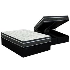 Cama Box Baú Queen: Colchão Molas Orthoflex Bonnel Venezia + Base CRC Courano Black(158x198)