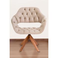 Poltrona Decorativa Sput Pé Giratório de Madeira Capitonê