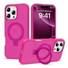 DORAFIN Capa para iPhone 16 Pro Max com suporte de anel invisível, proteção contra quedas militar compatível com Mag-Safe Matte translúcida traseira antiderrapante à prova de choque 6,9 polegadas