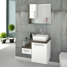 Gabinete para Banheiro com Cuba Quadrada Q32 e Espelheira com Porta Le