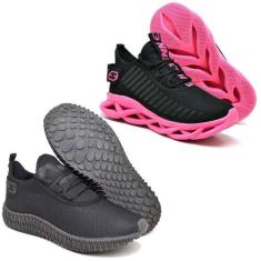 Tênis Feminino Esportivo 2 Pares Modelos Diferentes PINK/PRETO - Evolt