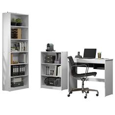 Escrivaninha Madesa Rubi + Estante 6908 + Estante 6907 - Branco/preto