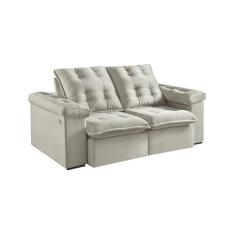 Sofá 3 Lugares Retrátil e Reclinável Itaguaí Veludo Bege 190 cm