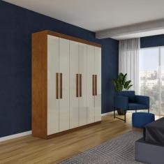 Guarda-Roupa Casal Beverly 6 PT Imbuia e Off White - Mobly