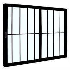 Janela 2 folhas 1,00x1,50 com grade no alumínio preto