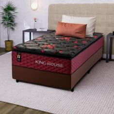 Conjunto Cama Box c/Molas Ensacadas Toronto Vermelho Solteiro 96x203x66