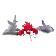 Kit 3 Chaveiros Pelúcia Plush Bichos Do Mar Presente