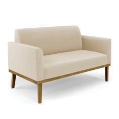 Sofá Namoradeira Base de Madeira Fixa Castanho Marisa Suede D03 - D'Rossi